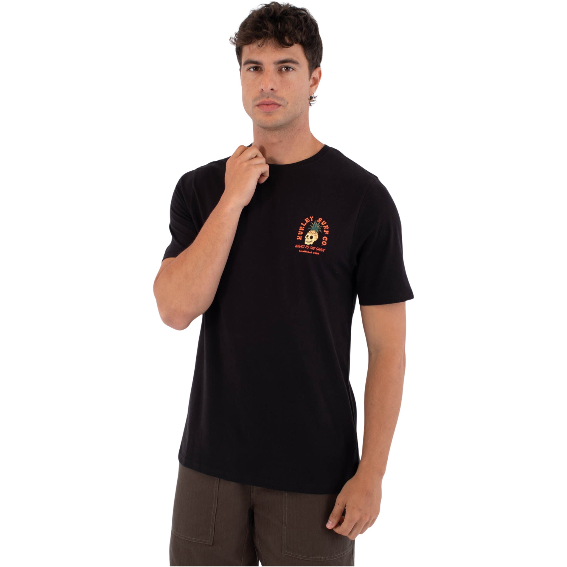 2026 Hurley Mens Printing Press Berjim T-Shirt MTSEUED0001 - Black